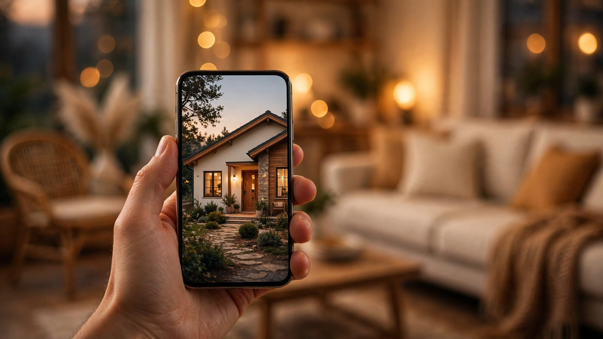 Real estate Facebook ad creative viewed on a smartphone showing a home listing photo
