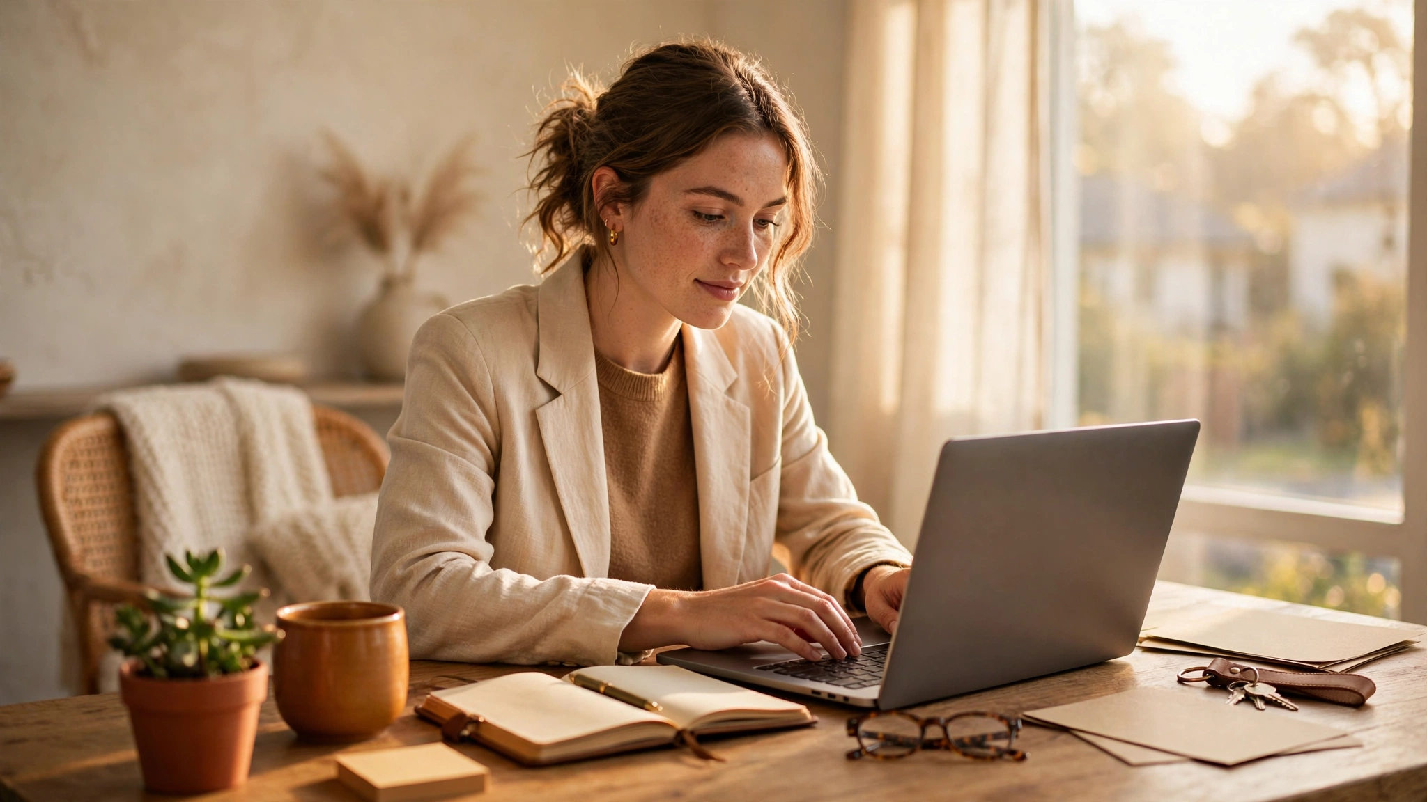New real estate agent building a 90-day AI marketing system at a bright desk