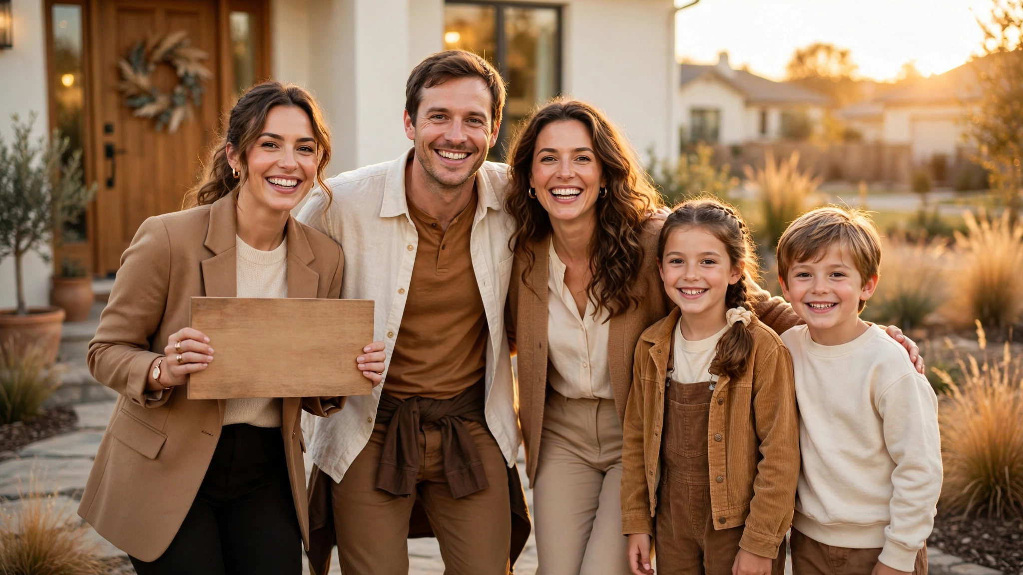 Happy clients celebrating with their agent, turning testimonials into real estate ads